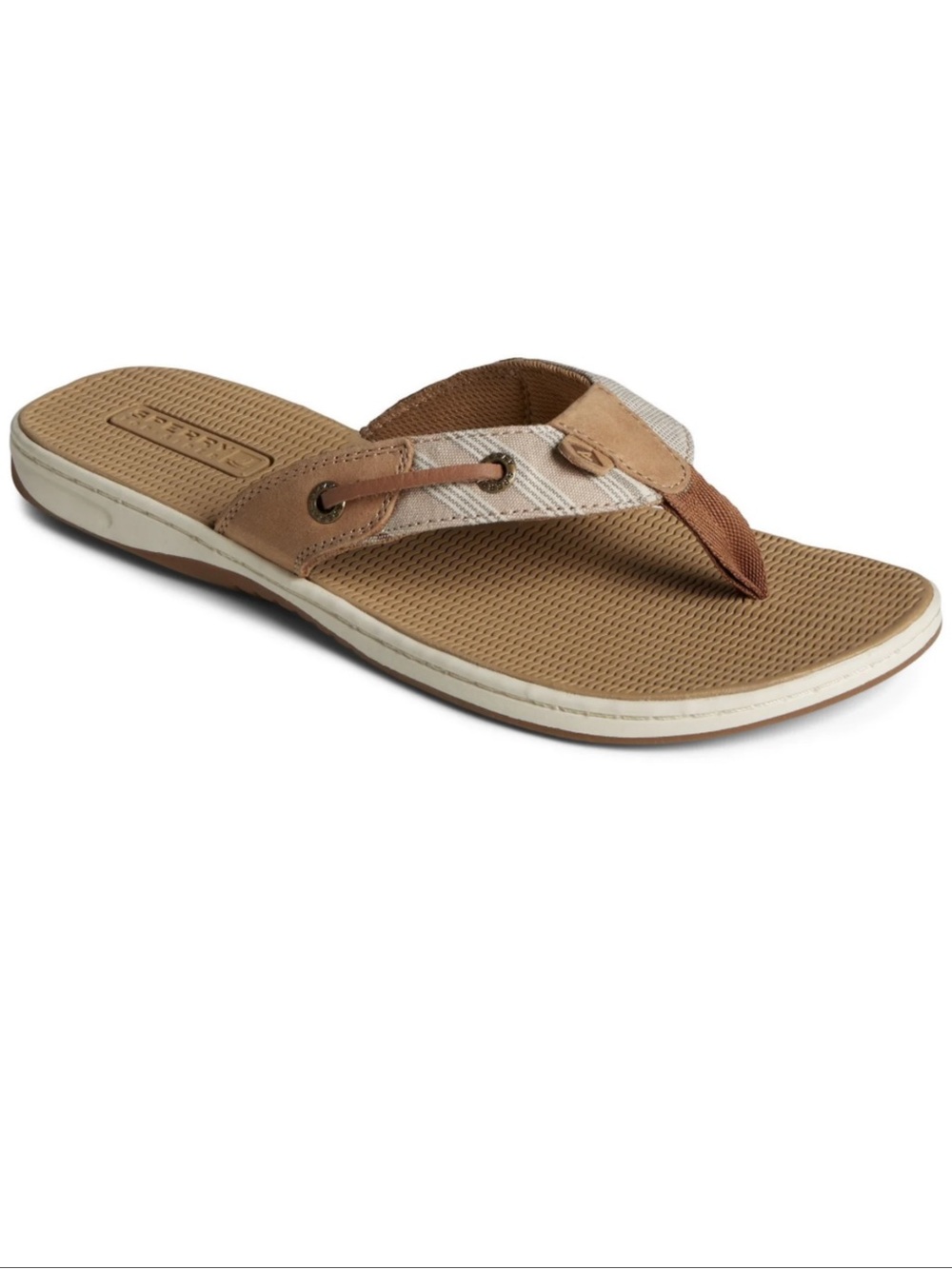 Sperry Seafish Chambray Stripe Sandals Women’s Size 11M Pink/Off-White Like New